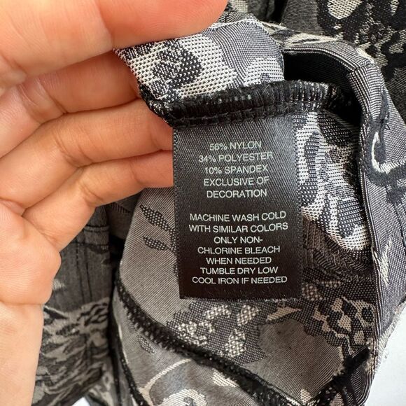 Y2K WHBM Gray Baroque Floral Corset Fitted Tank Lace Trim Cami Size S - Picture 5 of 9